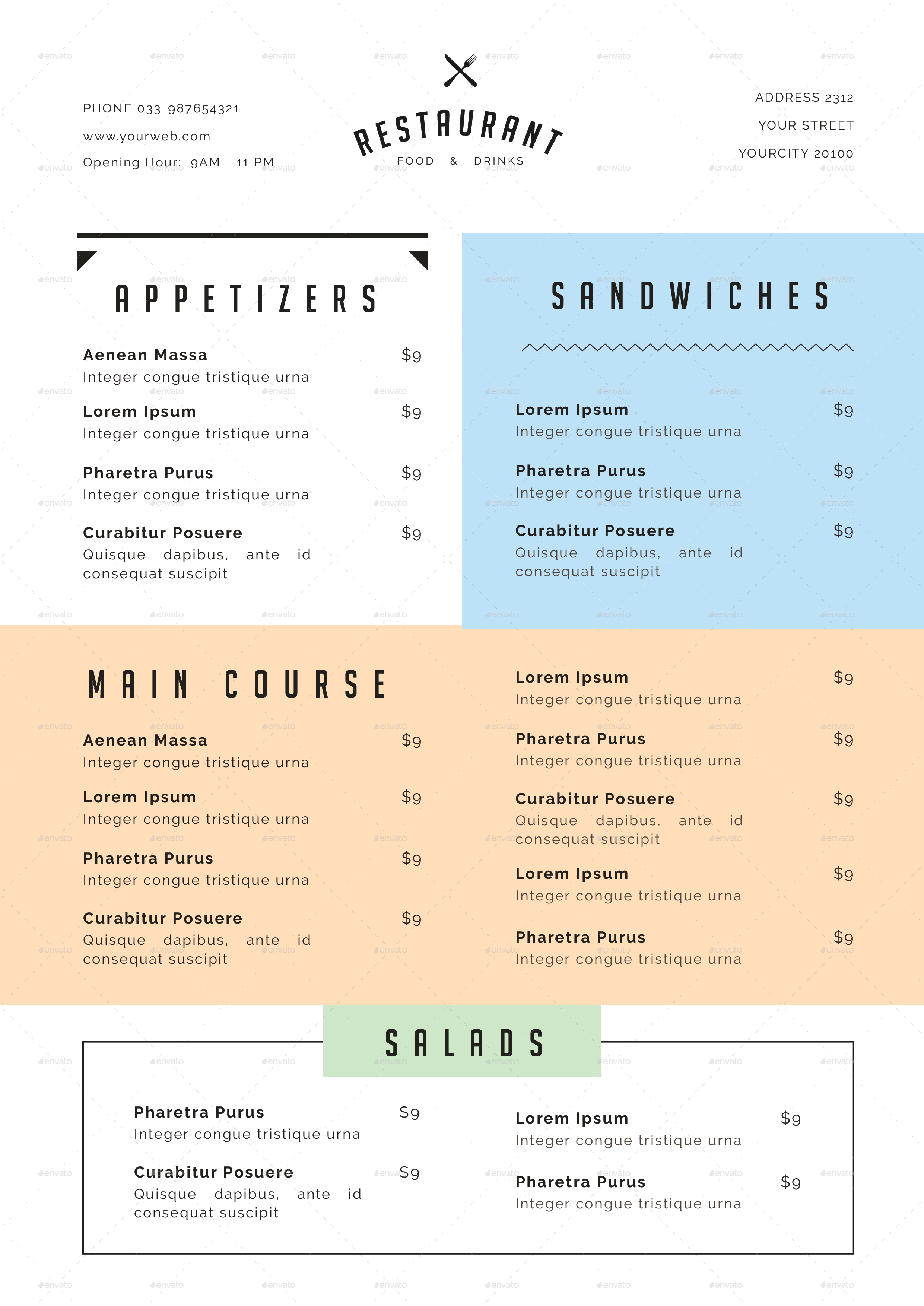 Simple Restaurant Menu, Print Templates GraphicRiver